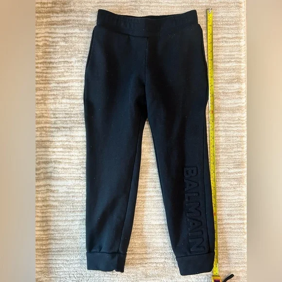 Balmain Kids 100% Cotton Logo Track Pants with Logo Print, Authentic